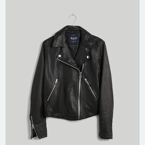 Madewell Black Washed Leather Motorcycle Jacket - Small
